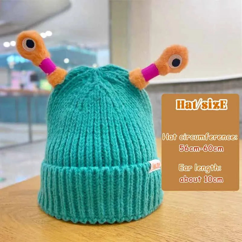 🔥Verkaufsschlager 50% rabatt🥳Winter-Eltern-Kind-Strickmütze mit niedlichem, leuchtendem kleinem Monster