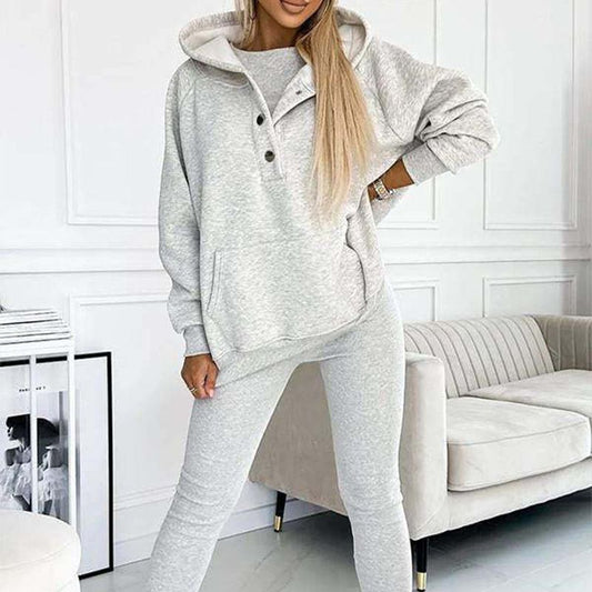 💥2024 Frühherbst-Specials🥰Damen-Sport-Freizeit-Sweatshirt mit Kapuze + schmaler Weste + Hose, 3er-Set