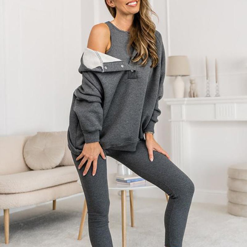 💥2024 Frühherbst-Specials🥰Damen-Sport-Freizeit-Sweatshirt mit Kapuze + schmaler Weste + Hose, 3er-Set