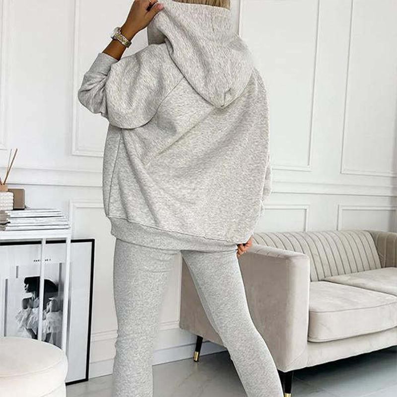 💥2024 Frühherbst-Specials🥰Damen-Sport-Freizeit-Sweatshirt mit Kapuze + schmaler Weste + Hose, 3er-Set