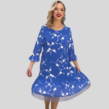 🔥50% RABATT👗Sommerliches bedrucktes Blumenkleid für Damen mit Rüschensaum