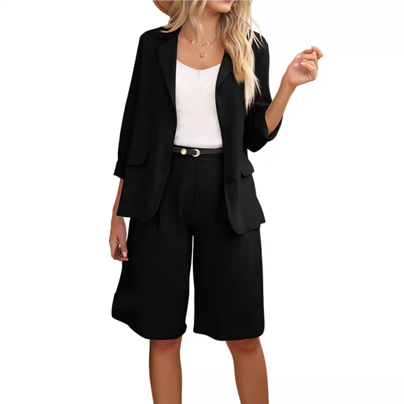 💕Elegantes Set aus Leinenshorts und Blazer für Damen