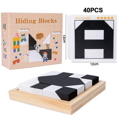 🎁Zeitlich begrenztes Angebot！🎅Kreatives schwarz-weißes Blockpuzzle-Set für Kinder