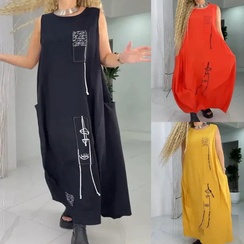 💥50% Rabatt für begrenzte Zeit👗Lässiges ärmelloses Maxikleid für Frauen mit Übergröße