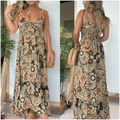 💕Zeitlich begrenztes Angebot: 50% RABATT💕Sexy langes Kleid mit Spaghettiträgern und Blumenmuster für Damen