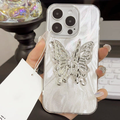 🔥50% RABATT🎀 Butterfly Stand Metallic Gray Handyhülle für iPhone11/12/13/14/15