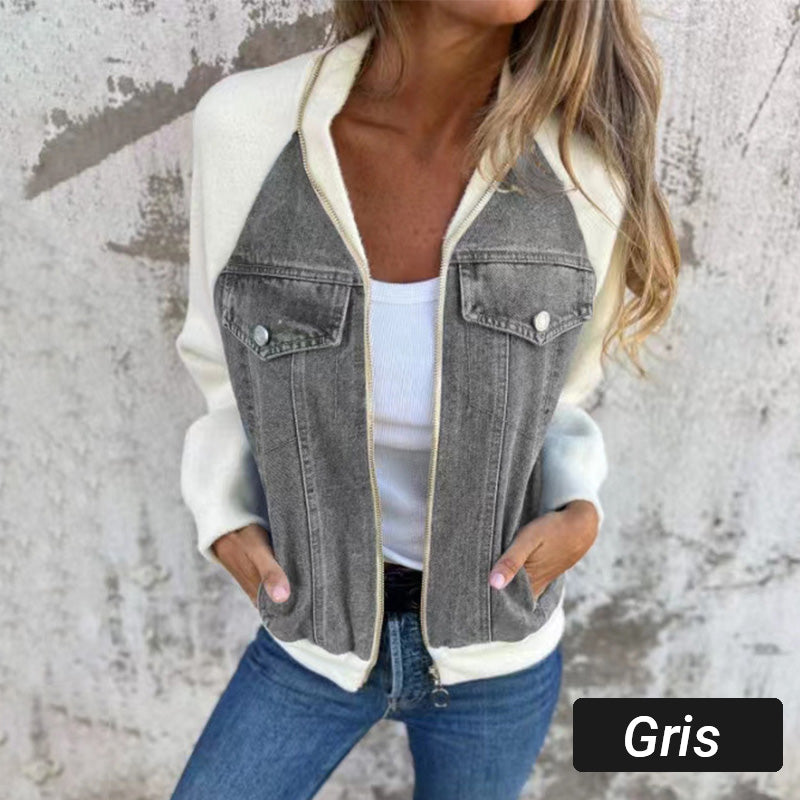 🔥Neue Mode Frauen kreative Denim Spleißen Jacke