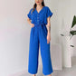💥50% RABATT🌷Lässiger Jumpsuit mit V-Ausschnitt und kurzen Ärmeln für Damen