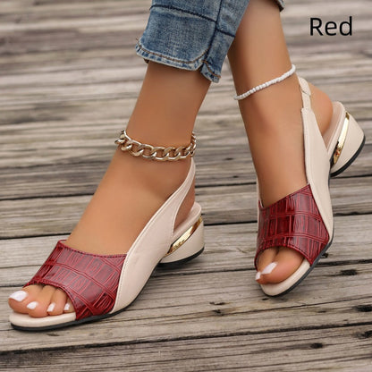 🔥50% RABATT👠Women's Peep Toe Low Block Heel Sandals