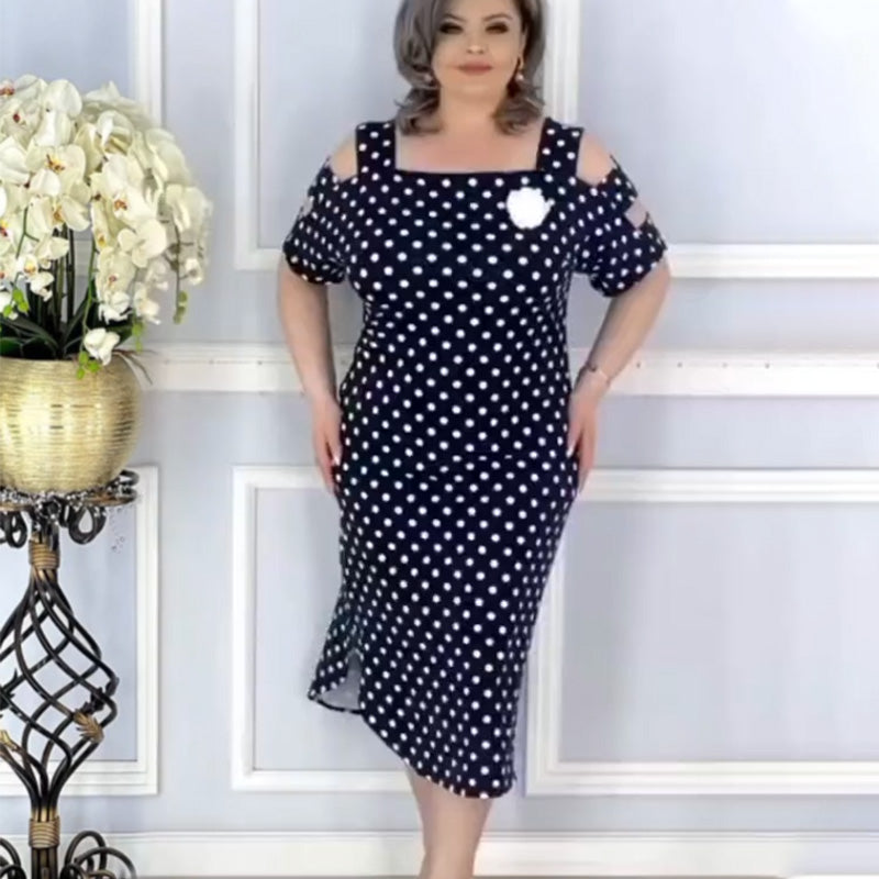 🥰50% RABATT🥰Women's Polka Dot Off Shoulder Kleid