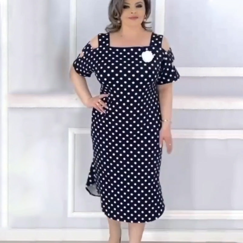 🥰50% RABATT🥰Women's Polka Dot Off Shoulder Kleid