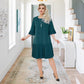💥Spätsommerschlussverkauf 58% RABATT👗Solides Damen-Rundhals-Kleid mit halben Ärmeln und Plissee