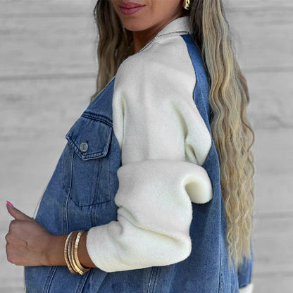 🔥Neue Mode Frauen kreative Denim Spleißen Jacke