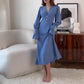 Women's V-Neck Long Lantern Sleeve Dress