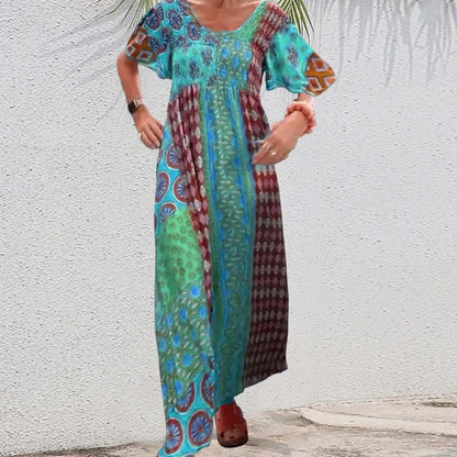 💕50% RABATT💃Bohemian Patchwork Buntes Maxikleid für Frauen