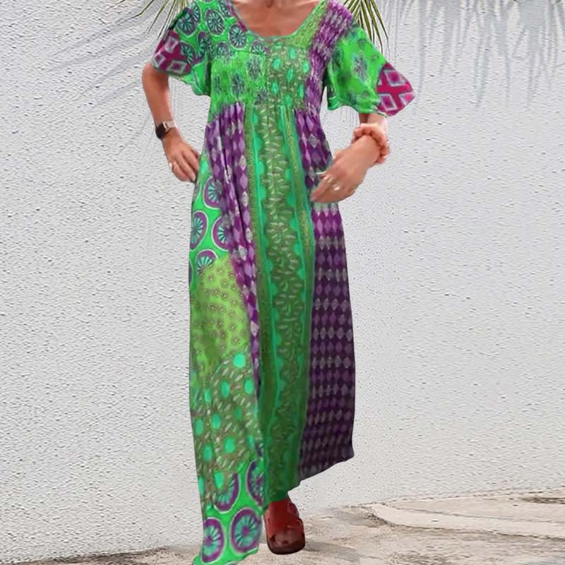 💕50% RABATT💃Bohemian Patchwork Buntes Maxikleid für Frauen