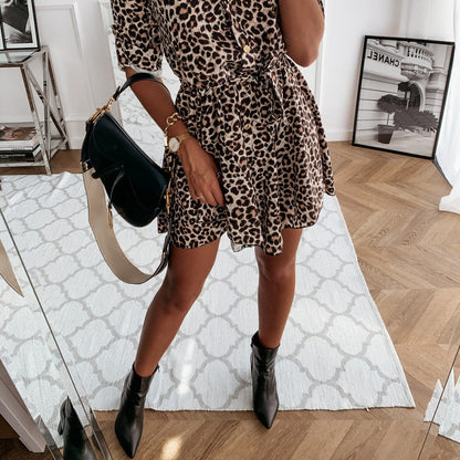 Animal Printed Short Shirts Dress for Women