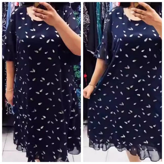 💥Spätsommerschlussverkauf 66 % RABATT 💕Trendy, fließendes Kleid mit lockerer Passform und Rundhalsausschnitt für Damen