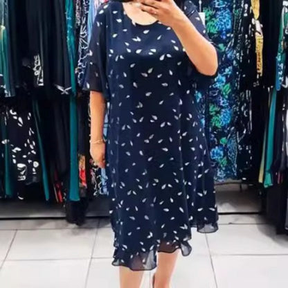 💥Spätsommerschlussverkauf 66 % RABATT 💕Trendy, fließendes Kleid mit lockerer Passform und Rundhalsausschnitt für Damen