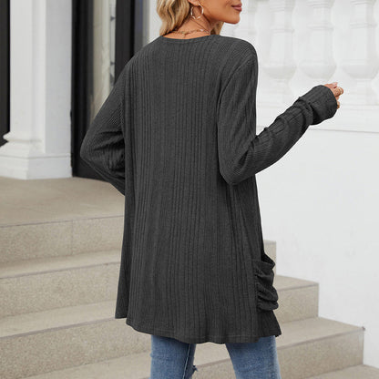 🍂Frühherbst-Specials 58% RABATT🥰Lässiger langärmeliger Strickmantel für Damen mit offener Vorderseite