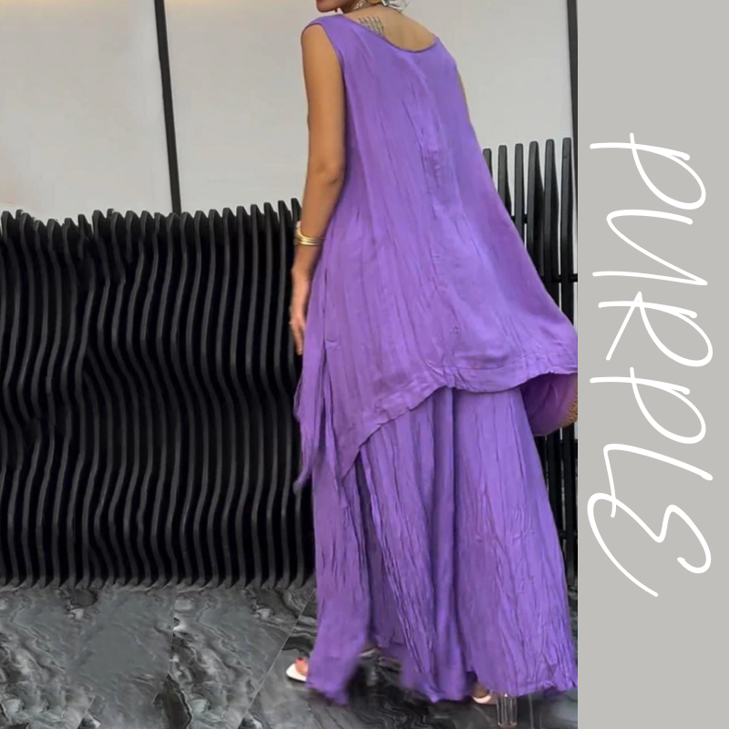 🪻Spätsommerschlussverkauf 58% RABATT🍇Damenmode lila 2-teiliges Set💜