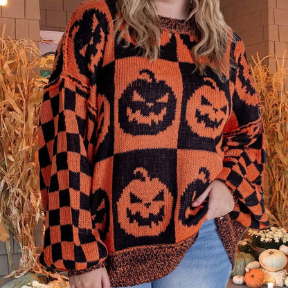 🥳Befristetes Angebot 58% RABATT🎃Halloween Karo-Pullover