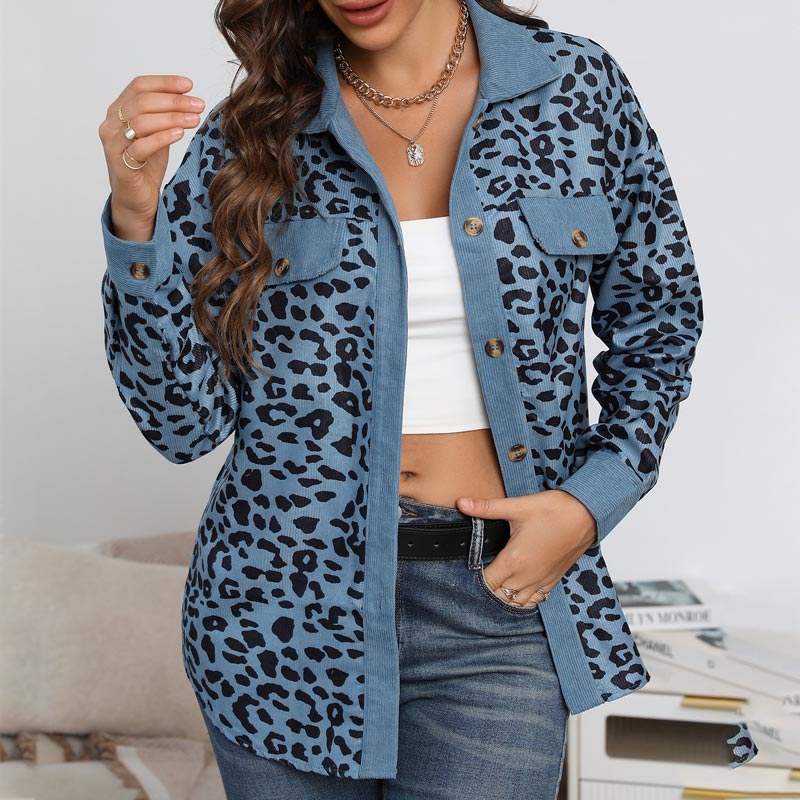 🍂Herbst-Specials 52% Rabatte🥰 Langärmlige Jacke mit Knopfleiste und Leopardenmuster für Damen