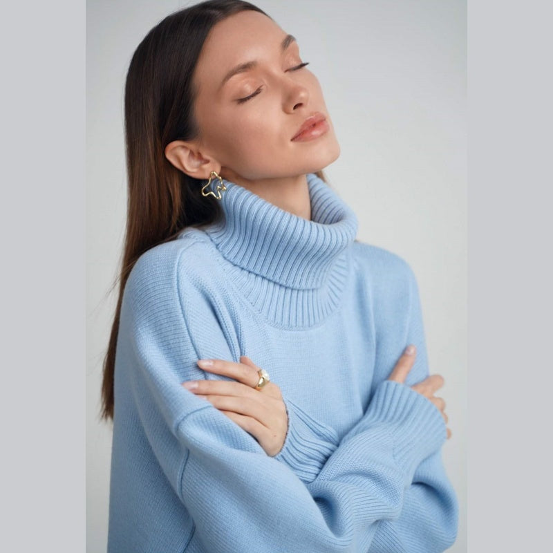 Women's Casual Solid Color Turtleneck Sweater