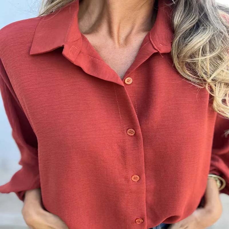 🔥Verkaufsschlager 52% RABATT 💕Elegantes einfarbiges Button-Up-Hemd für Damen