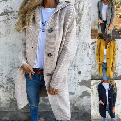 🥳Heißer Verkauf 50% Rabatt🌸Knopfstrickjacke mit Kapuze für Frauen