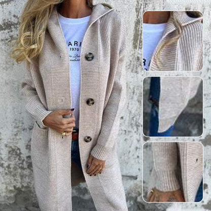 🥳Heißer Verkauf 50% Rabatt🌸Knopfstrickjacke mit Kapuze für Frauen