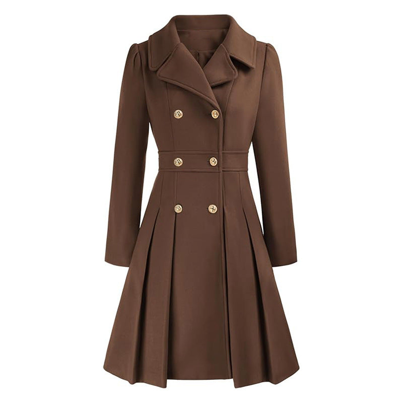 Women's A-line Slim Long Tweed Coat