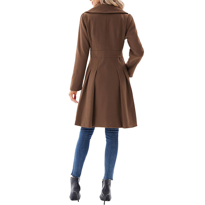 Women's A-line Slim Long Tweed Coat