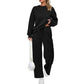 🥰2-teiliges Set aus Oberteil und Hose mit Rundhalsausschnitt und Kordelzug