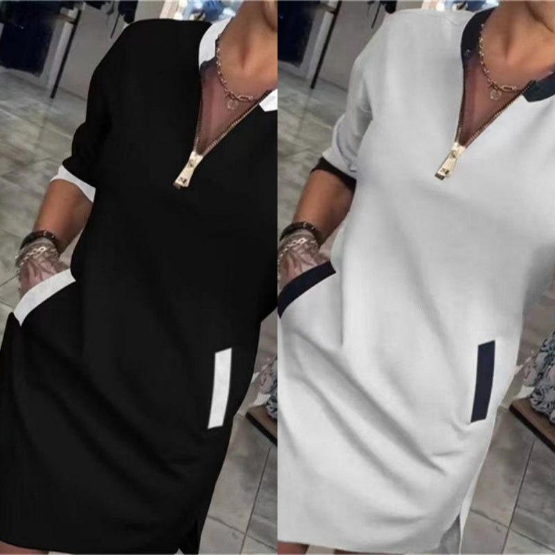 50%Rabatt🔥Trendy, lässiges Kleid mit V-Ausschnitt und 3/4-Ärmeln für Damen