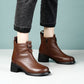 🎁Herbst-Winter Kollektion🎁Vintage Runde Zehe mit klobigem Absatz Lederstiefel