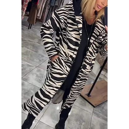 Women's Trendy Zebra & Leopard Pattern Coat