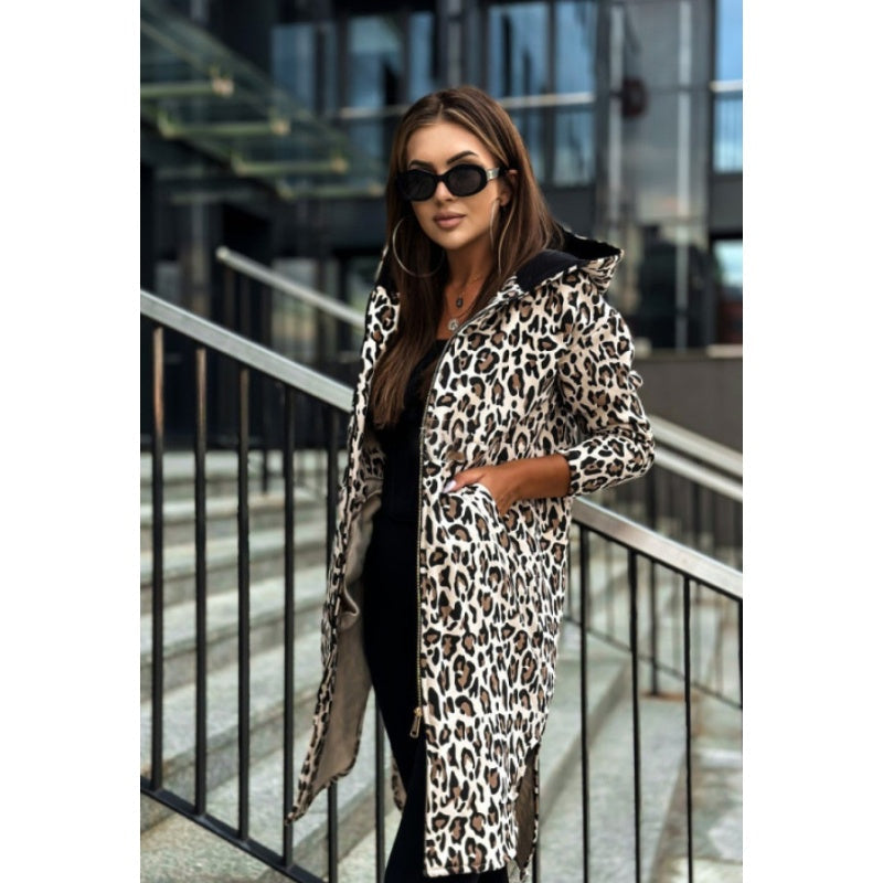 Women's Trendy Zebra & Leopard Pattern Coat