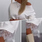 🍁Heiße Neuankömmlinge 50% RABATT🍁Lace Trim Split Loose Fit Mid-Length Sweatshirt