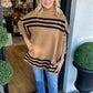 🍁Herbst-Neuankünfte🍁Gestrickter Rollkragenpullover mit Fledermausärmeln und Streifen für Damen