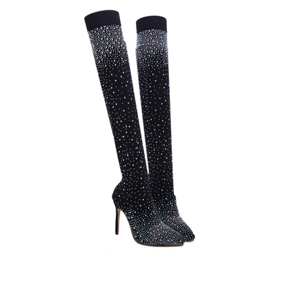 🌟50% RABATT✨Glitzernde Faux-Diamanten-Kniestiefel für Frauen✨