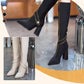 💃Stilvoll und komfortabel 50% RABATT👠Kniehohe Stiefel mit spitzer Zehe und klobigem Absatz👢