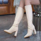 💃Stilvoll und komfortabel 50% RABATT👠Kniehohe Stiefel mit spitzer Zehe und klobigem Absatz👢