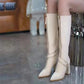 💃Stilvoll und komfortabel 50% RABATT👠Kniehohe Stiefel mit spitzer Zehe und klobigem Absatz👢