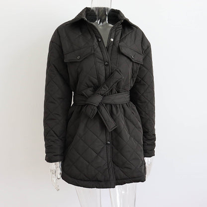 🎅Winterschlussverkauf 50% RABATT❄️Gesteppte, leichte Isolationsjacke für Damen mit Gürtel