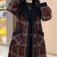 ❄️Winterschlussverkauf 50% RABATT❄️ Damen Revers karierter mittellanger Tweed-Mantel