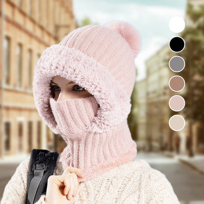 🔥Der Black-Friday-Sale endet bald🔥Women's Winter One-Piece Knitted Beanie Scarf Mask