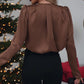 🔥Großer Ausverkauf 50 % RABATT🔥Luxuriöse Satinbluse mit V-Ausschnitt und Rosendetail für Damen