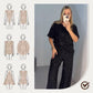 💥Frühjahrsaktion 58% RABATT💖Pailletten-Rundhalsoberteil und weite Hose für Damen✨