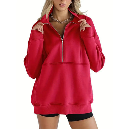 🔥HEISSER VERKAUF 50% RABATT🥰🌷【Schön und gemütlich]】Lässiges Revers-Oberteil mit halbem Reißverschluss für Damen